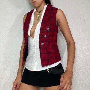 Y2K GUESS PUNK PLAID VEST
